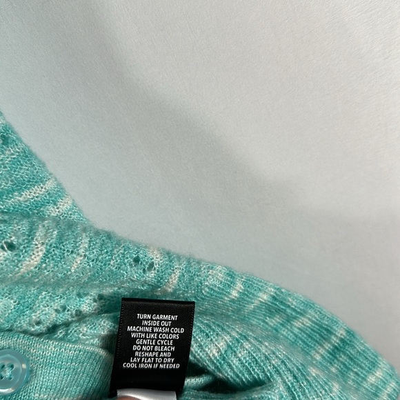 Torrid Light Blue Pointelle V Neck Short Sleeve Button Up Knit Cardigan - Picture 6 of 6